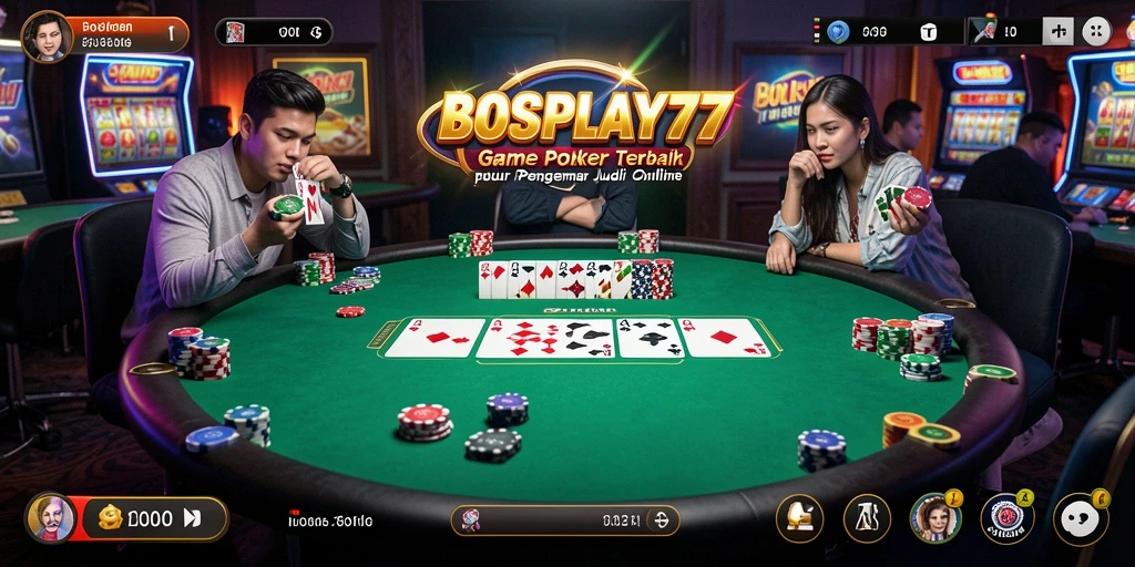 Tampilan gameplay seru dari aplikasi BOSPLAY77 Poker.