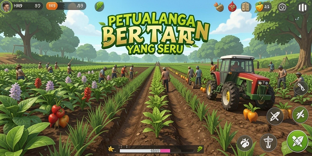 Tampilan gameplay <strong>HR89</strong> yang menakjubkan dengan elemen pertanian.