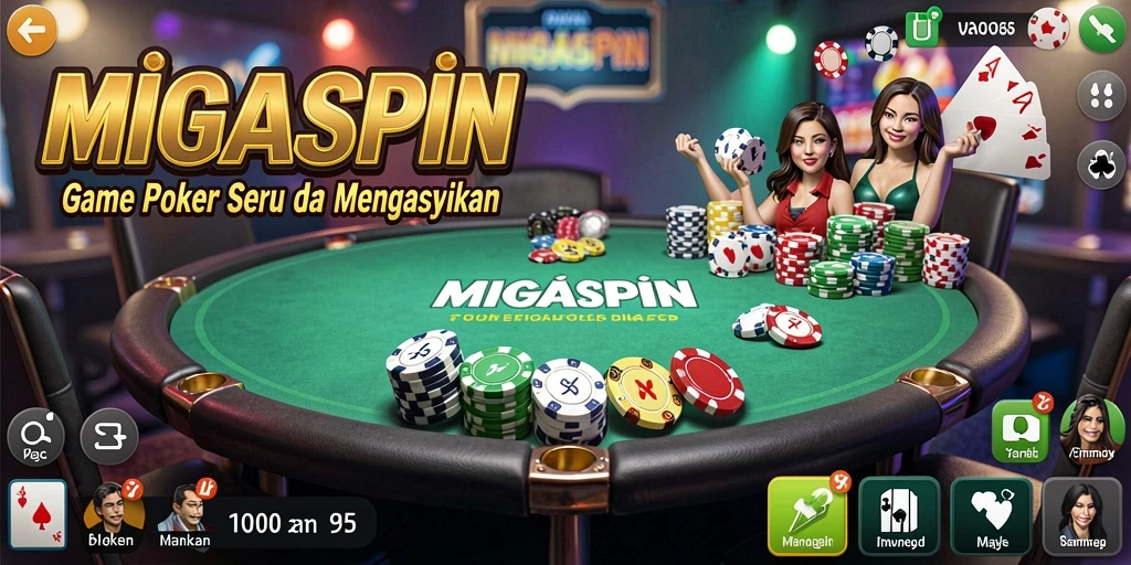 Tampilan gameplay MIGASPIN menampilkan aksi Poker yang seru.