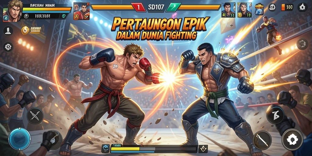 Tampilan aksi mendebarkan dalam gameplay Fighting SD107.