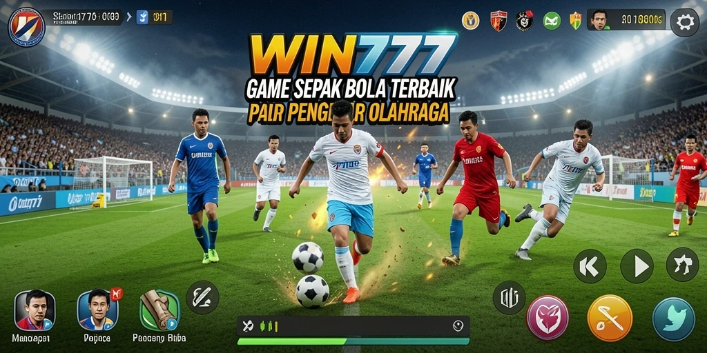 Tampilan gameplay WIN777 yang menunjukkan aksi sepak bola yang seru.